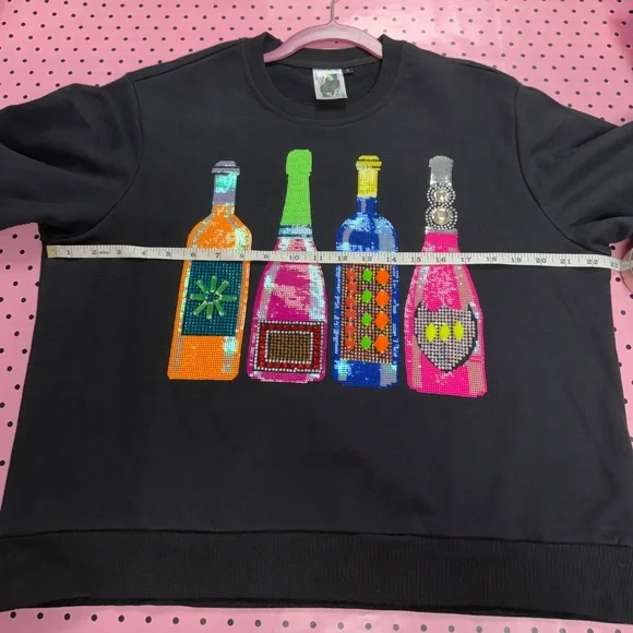 EXTREMELY RARE Queen of Sparkles Bottles Sequin Gems Sweatshirt NWOT